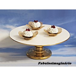 Cake Stand Linea Dourado-Branco Grande