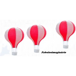Balão Papel Riscas Vermelho