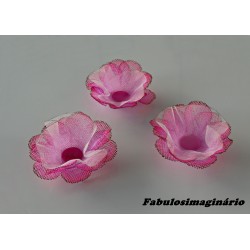 Forminha Flor Rosa Tela e Tule