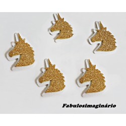 Aplique Unicórnio Glitter Dourado Pequeno