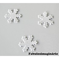 Aplique Floco de Neve Glitter Branco