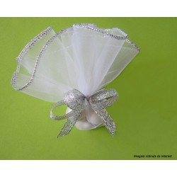 Naperon Organza Fio Prata