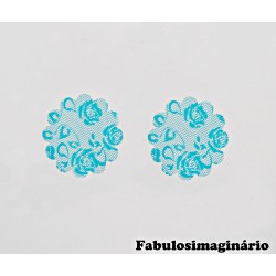 Fundo Rendado Flor Azul Turquesa