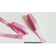 Fita Gorgurão Rosa Bolinhas Brancas