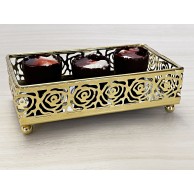 Mini Bandeja Rose Rectangular Dourada