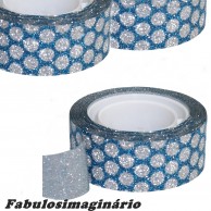 Washi Tape Bolas Glitter Azul